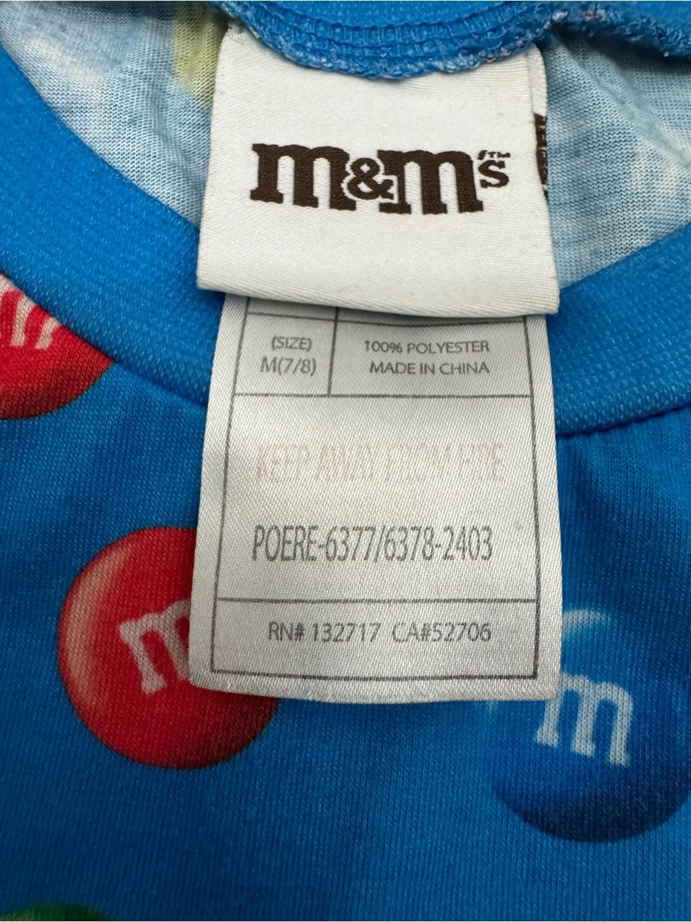 M&M'S Blue Kids' Short Sleeve Pajama Set with Multicolor Candy Print